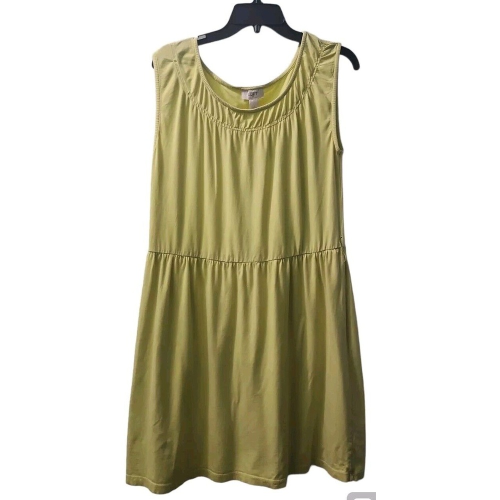 LOFT Casual Dress Sleeveless Tiered Knit Everyday Dress Green Size S